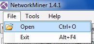 Ouvrir un fichier avec Network Miner